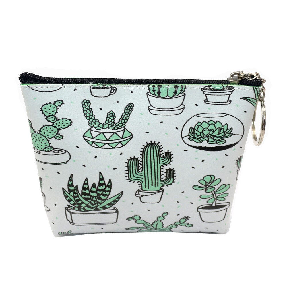 Kaktus udskrivning pengepung kvinder tegnebog lille blomst lynlås tegnebog kortholder mønt pung kobling håndtaske billeteras: 4