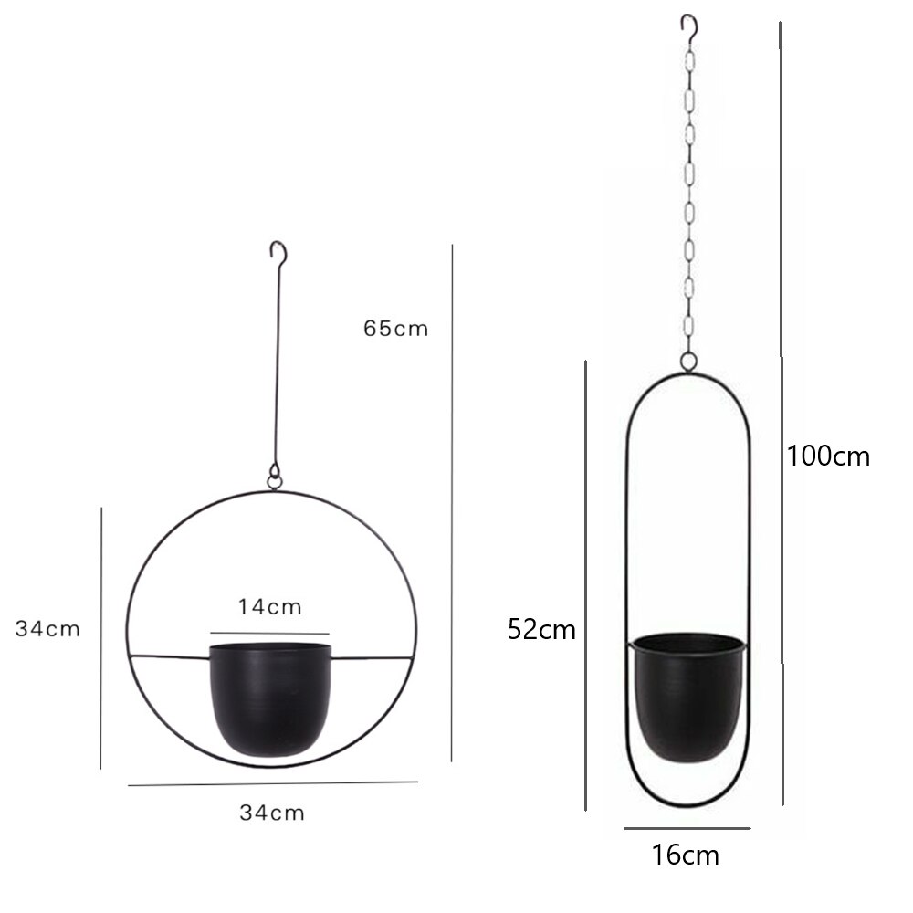 Hanging Flower Pot Chain Set - 2 Pcs Metal Iron Basket Hanger - Wall Mount Balcony Decor