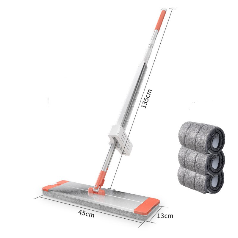 Aluminium Mopp Kopf für Waschen Boden Squeeze Besen für Haus und Küche Reinigung Flache Magie Spin Lappen Blitz bietet: 45cm within 4 pads