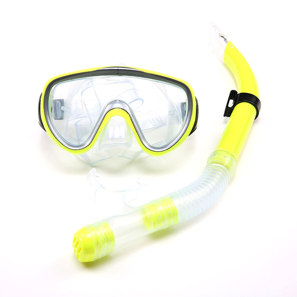 Professionele Duiken Maskers Snorkelen Pvc Masker Snorkel Glazen Set Scuba Goggles Voor Onderwater: yellow