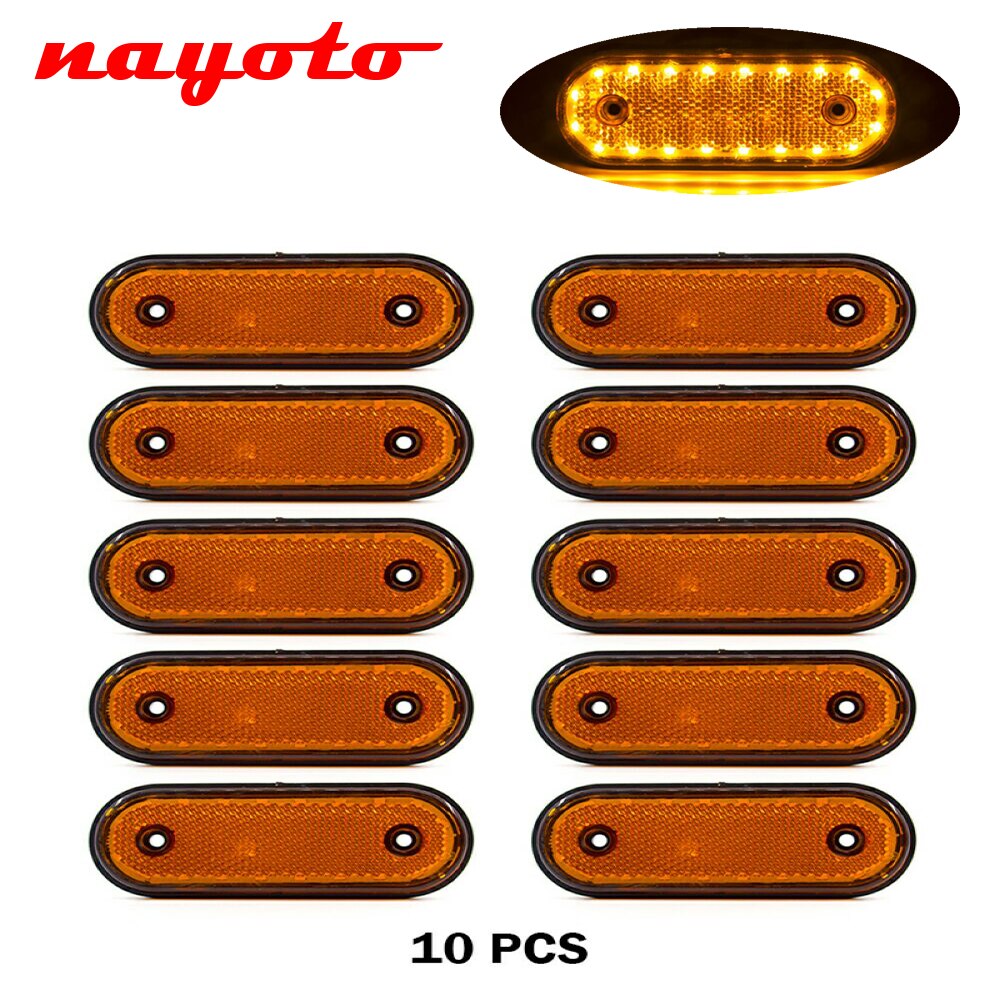10x 24V 20 LED Amber Side Marker Lights Back Light Clearance Lamp Tail Turn Signal Tractor RV Trailer Lorry Pickup Truck Boat