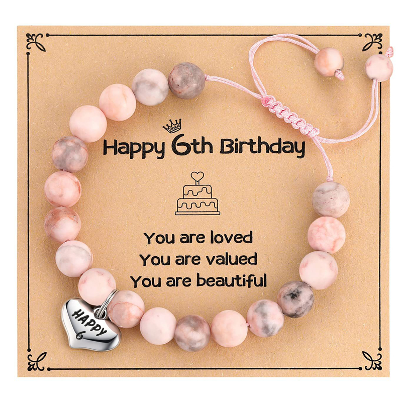 Alles Gute zum Geburtstag für 5-25 Jahre alte Mädchen, Geburtstag geflochtene Perlen Armbinde für ändern 5 bis 25 Tochter Enkelin Nichte: Rötlich braun