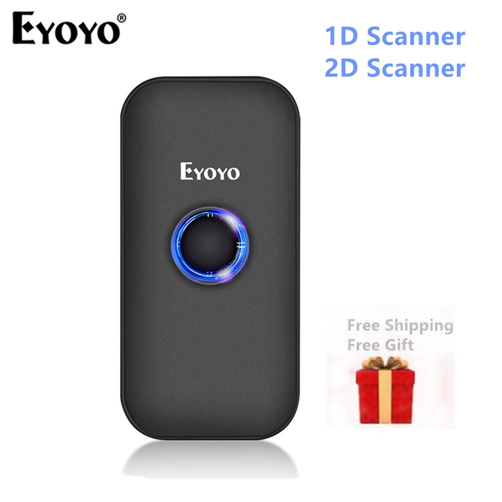 Eyoyo mini bluetooth 2d stregkodescanner 2.4g trådløs & bluetooth stregkodelæser bærbar 1d qr billedscanner til ios android