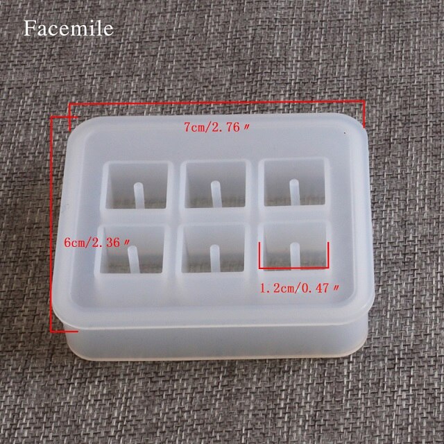 Facemile Transparent Rectangle Silicone Bead Mould Square Ball 6 Holes DIY Epoxy For Jewelry Mold Cake Decoration Tools: 1.2cm square