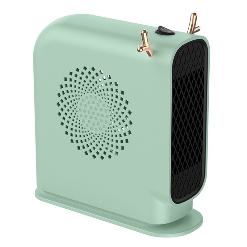 Desktop Mini Electric Heater Portable Space Heater with Thermostat High Output Fan for Home Bedroom Office Room Desk Indoor Use: Green