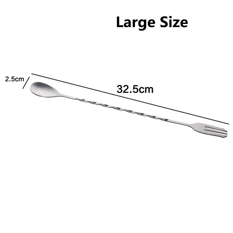 Cocktail Spoon Cocktail Bar Durable Double Head Kitchenware Spiral Shape Stainless Steel Stirring Rod Bar Appliances: Large Size