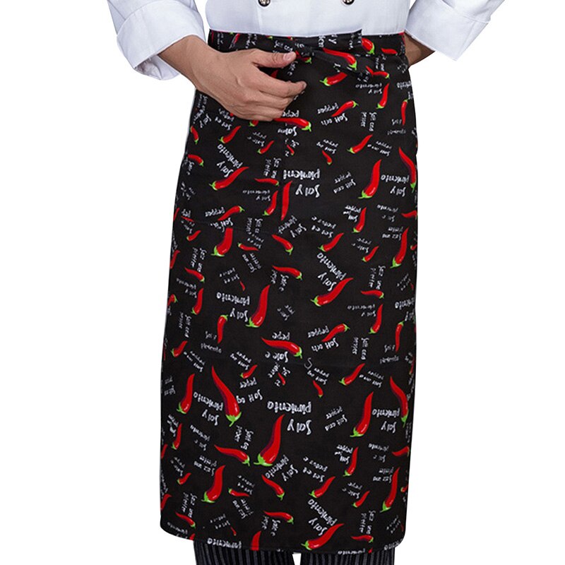 -uniformt kort förkläde med fickor halv midja förkläde restaurang servitörer servitris uniform matservering köksförkläde: Chili