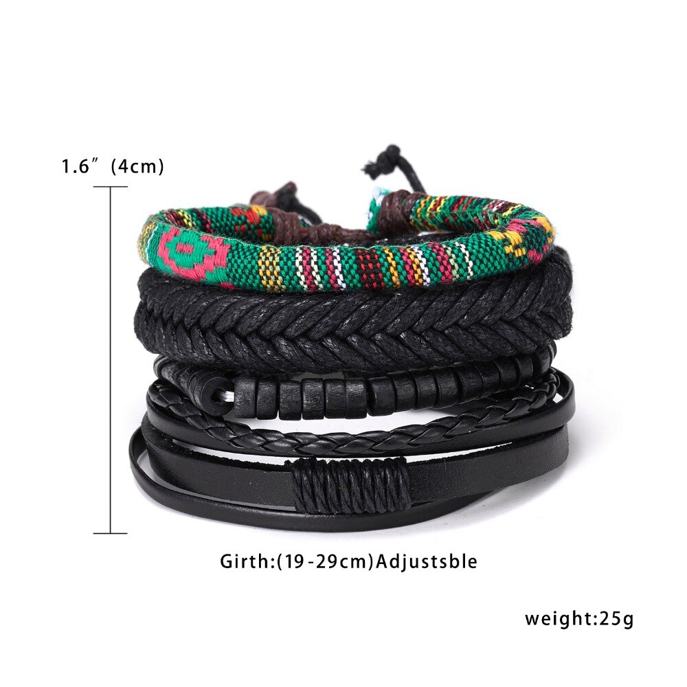 RINHOO skórzane bransoletki Vintage dla mężczyzn bohema wielowarstwowa koraliki Wrap Punk Rope biżuteria prezent na walentynki bransoletki bransoletki