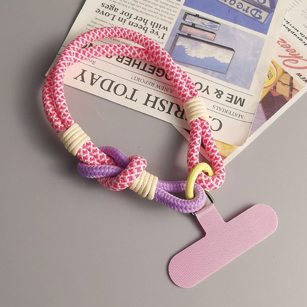 Correa Universal de nailon trenzado para teléfono móvil, cadena colgante, anillo, cordón para la muñeca, llavero de cuerda desmontable: Negro