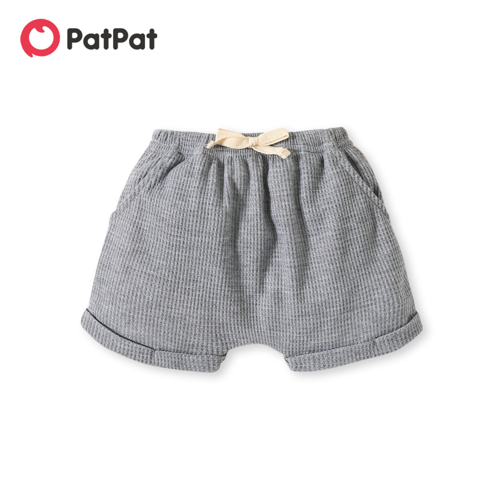 PatPat – short taille élastiquée pour bébé garçon, avec poches, couleur unie