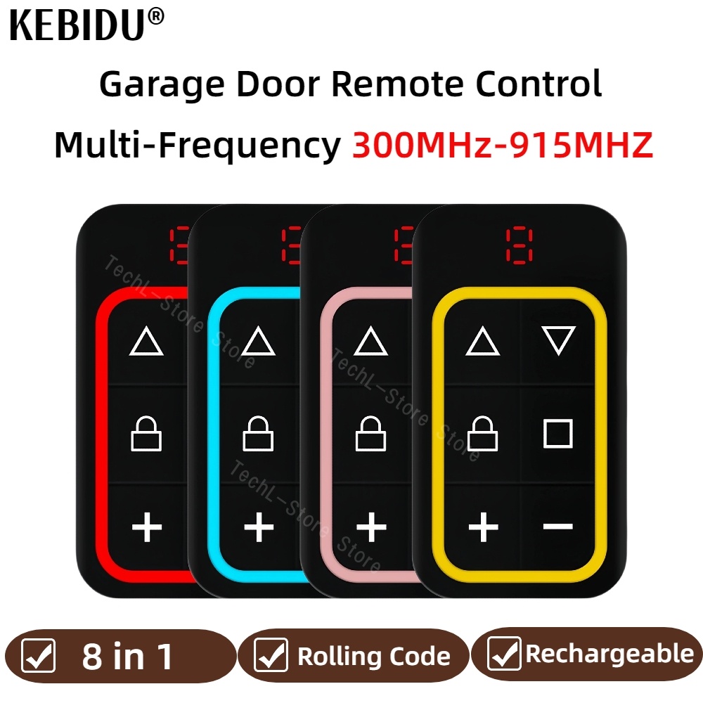 8 in 1 300 MHz-915 MHz Mehrfrequenz-Garagentor-Fernbedienung RF 8CH Duplikator 868 MHz 433 MHz Fester Rolling-Code-Sender