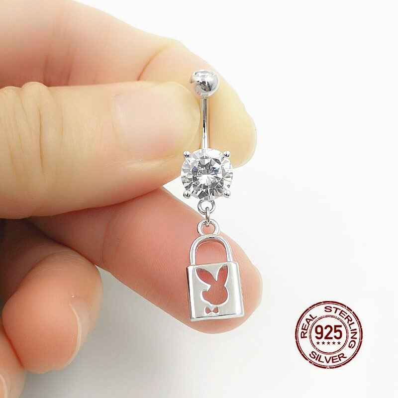 Hallolook – Piercing de nombril en argent Sterling 925, pendentif, anneaux de nombril pour femmes, Sexy, Anti-allergie, bijoux pour le corps