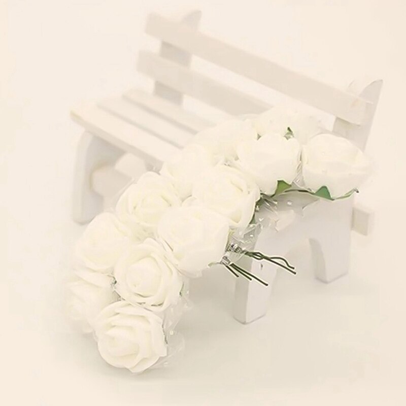 144 stk 2.5 cm mini plus garn skum rose buket bryllup blomster dekoration små roser sukker æske tilbehør simulation blomster: Vægt