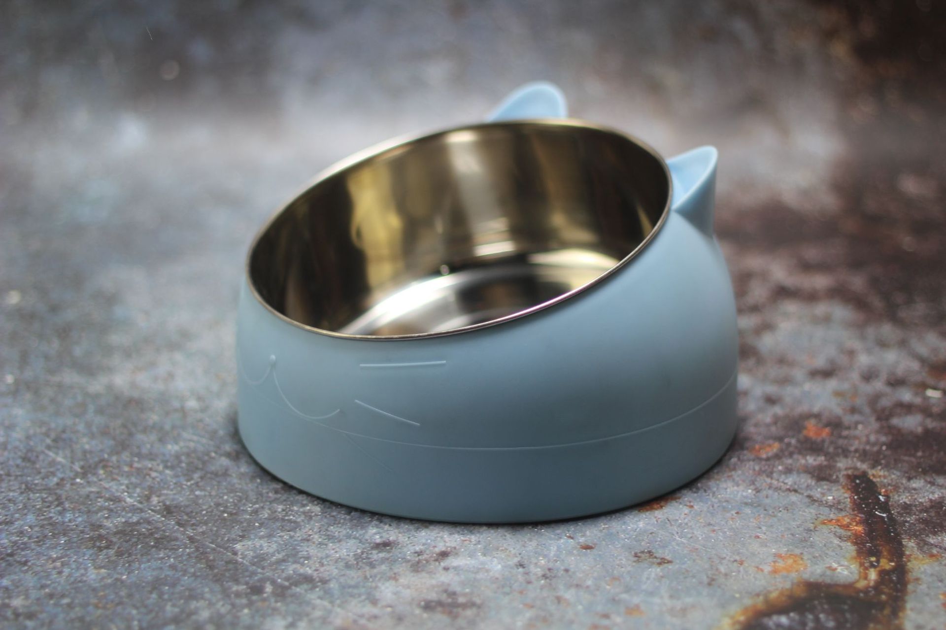 200ml Cat Bowls 15 Degrees Tilted Stainless Steel Dod Bowl Non-slip Base Puppy Pet Food Drink Feeder Neck Protection Dish Bowl: Blue