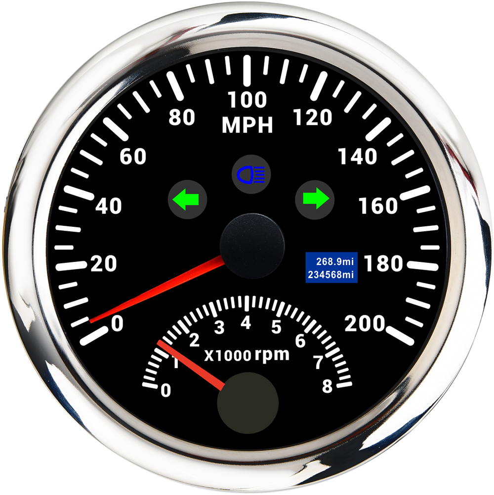 Waterproof Digital GPS Speedometer 85MM Boat Car Speed Meter Gauge 120KMH 200KMH 120MPH 200MPH Tachometer Gauge RPM Sensor 9-32V: BS 0-200MPH
