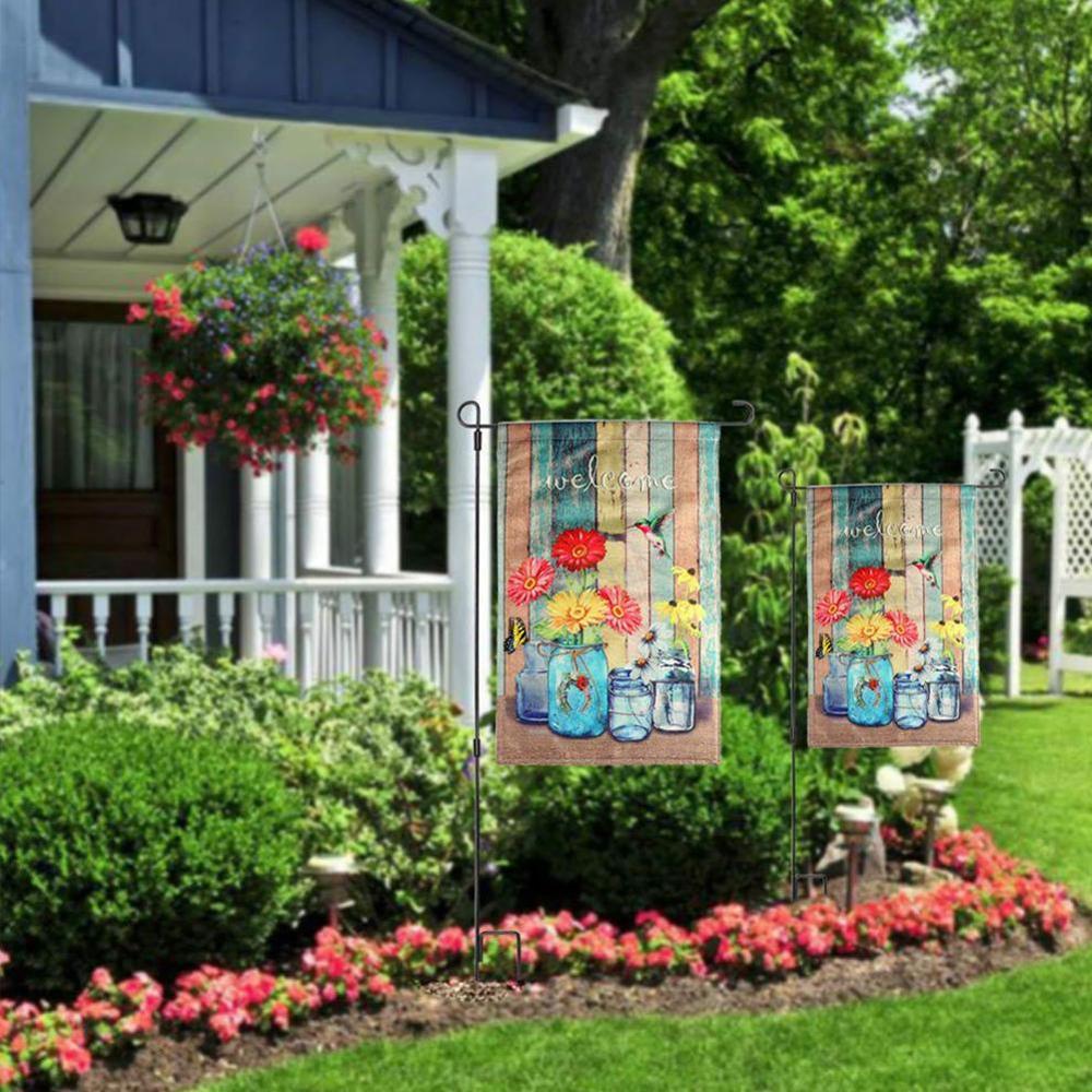 Zomer Lente Jute Tuin Vlag Dier Welkom Outdoor Yard Met Vlaggen Huis Vlag Hoge Decor Tuin R0H6