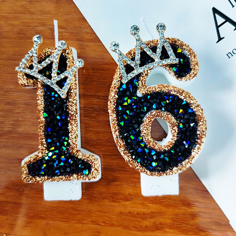 1pc bursdagsnummerlys 0-9 kronenummerlys til bursdagskaker stort lys til bryllup babyshower festdekorasjon