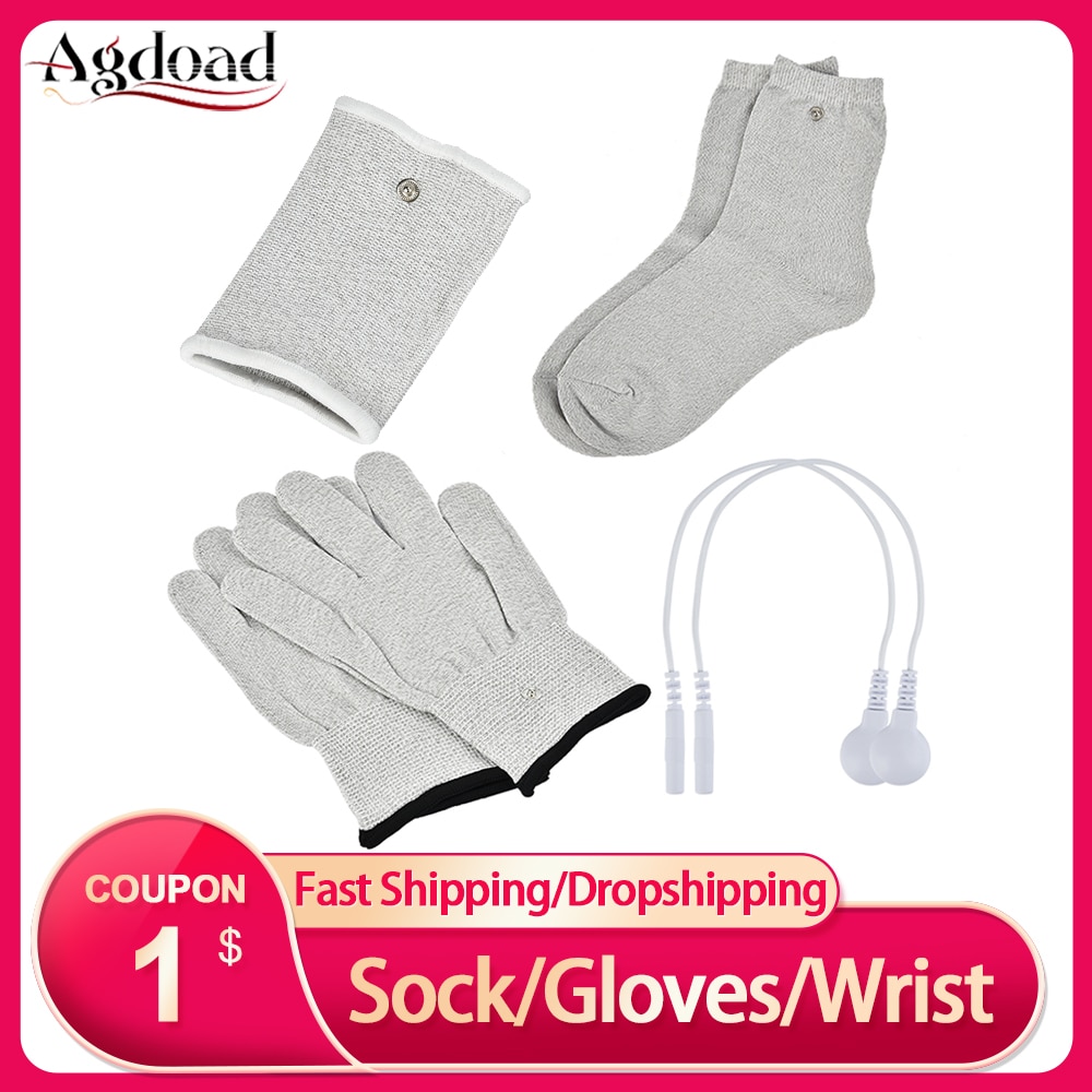 Geleidende Zilveren Vezel Ems Handschoenen Sokken Pols Brace Elektrode Therapie Body Spier Stimulatie Elektrotherapie Fysiotherapie