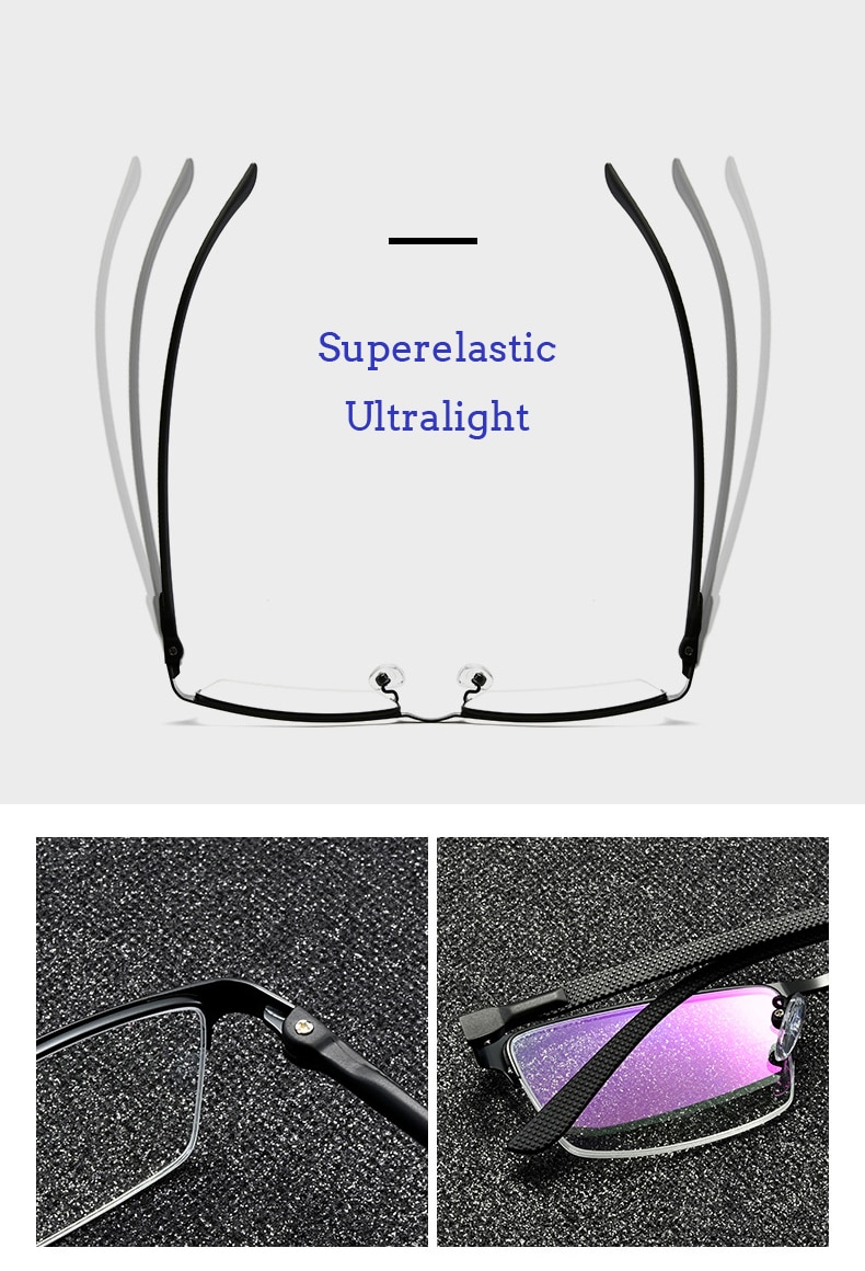 Ultralight Titanium Alloy Myopia Men Glasses Frame Superelastic TR90 Leg Prescription Grade Eyeglass Business Eyewear Half Frame