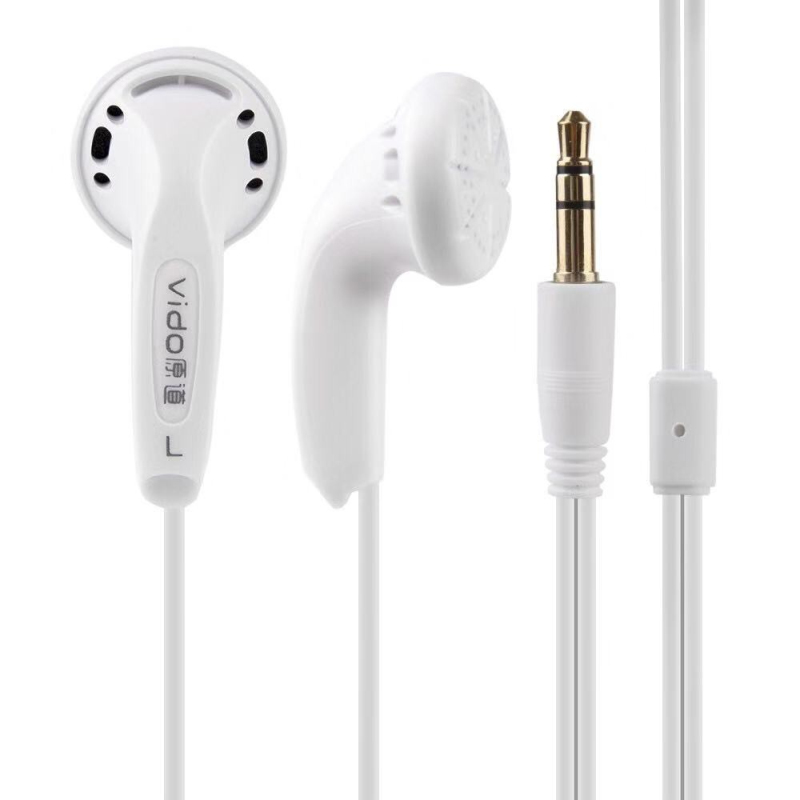 Blue/White Vido Wired Earphones Soundtrack Stereo Headset Game Headset Bass Noise Headphones Study Sports Headphone: white