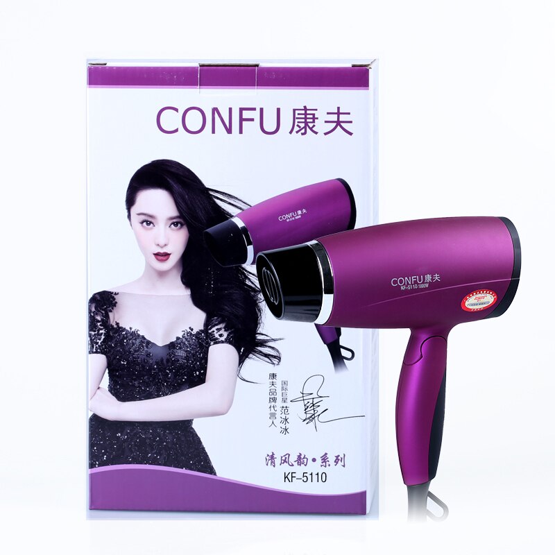 1800W Mini Hair Dryer Travel Hotle Foldable Handle Hairdryer and Cold Thermostatic Hair Blower Portable Blow Dryer Purple