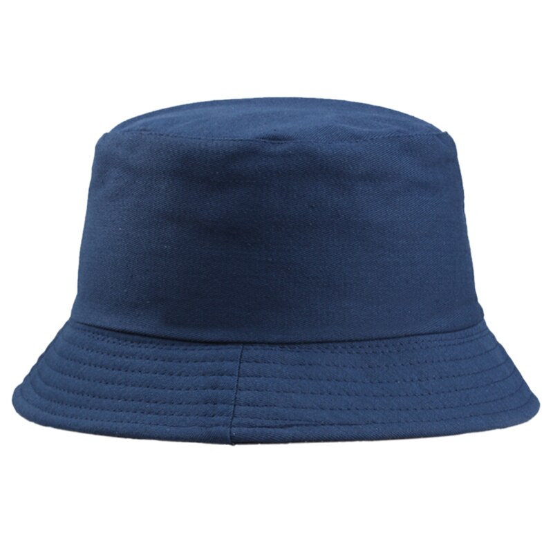1 pièces couleur bonbon seau chapeaux femmes hommes noir blanc Panama seau chapeau homme femme Hip Hop crème solaire pêche pêcheur chapeau: navyblue