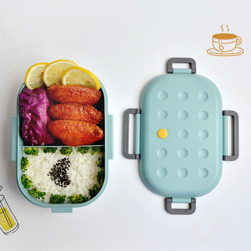 Sunde børn skole madkasse silikone cover bento madkasse mikrobølge mad opbevaring madkasse beholdere med rum 1000ml