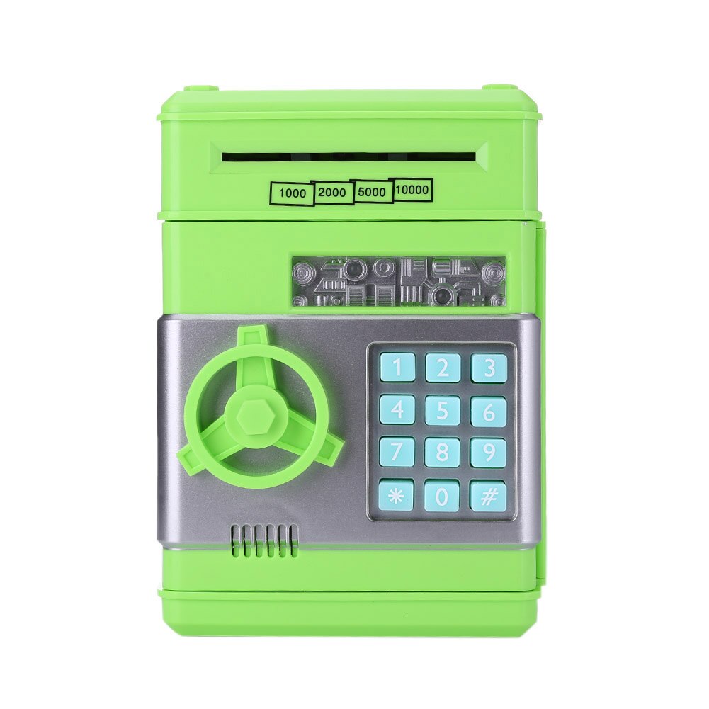 Kinderen Spaarpot Creatieve Elektronische Code Lock Smart Kinderen Automatische Tellen Veilig Cash Coin Automatische Storting Machine: green