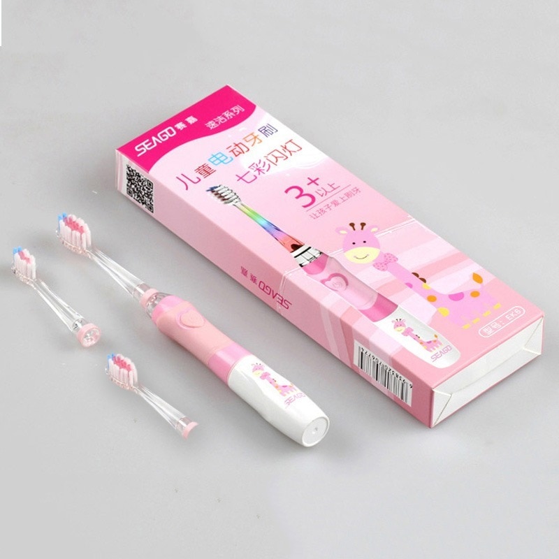 SEAGO kinder elektrische zahnbürste LED sonic kinder zahnbürste mit smart-timer weiche zahnbürste Rosa Grün neue für 3-12 ye