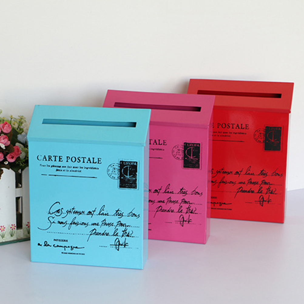 1pc Post Box Metal Wall-mounted Decorative Mailbox Letter Box Box for Incoming Mail