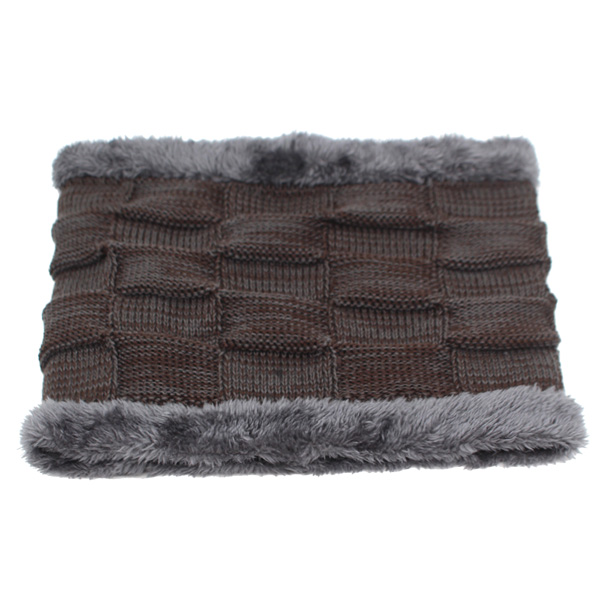 YOUBOME Men Winter Scarf Ring Knitted Men Scarves For Women O Neck Snood Warp Faux Fur Thick Warm Male Fleece Scarves: Coffee