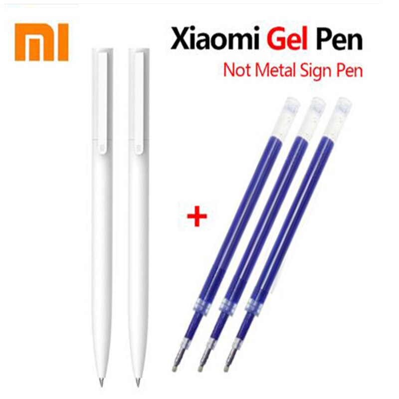 Original Xiaomi Mi Gel Pen 0.5MM Bullet Pens Writing Smooth and Light Grip with Blue Black Red Refill for School Office: Yellow