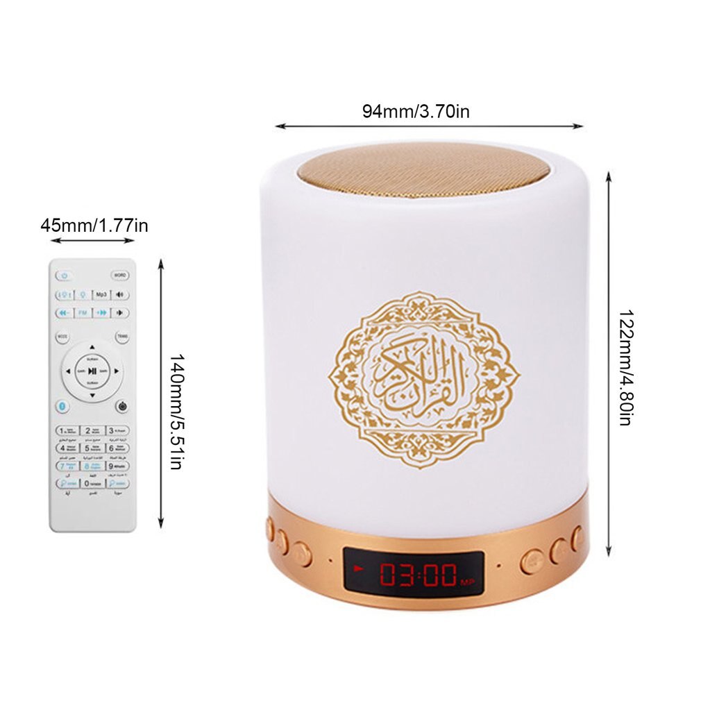 16Gb Geheugen Touch Koran Speaker Lamp Draadloze Bluetooth Mp3 Speler Radio Koran Digitale Moslim Led Azan Klok Night licht Li