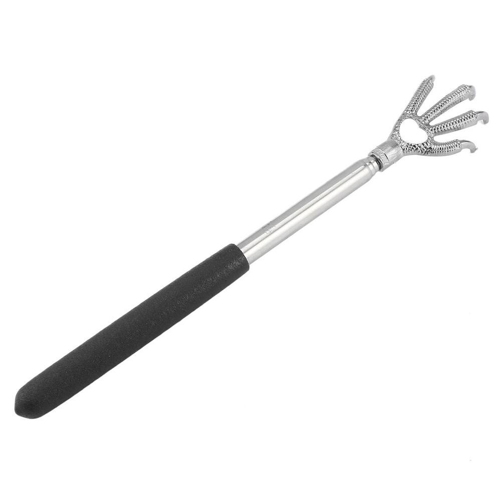 Compact Telescopic Claw Stainless Steel Massager Back Scratcher Adjustable Back Scratching Massage Hand Claw Protective Stinger: Black