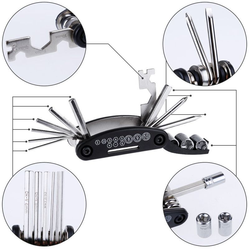 ABLB--15 in 1 Bike Bicycle Repair Tool Set Hex Wrench Screwdrivers Nut Tools Hex Key Multi Bicycle Repairing Tools
