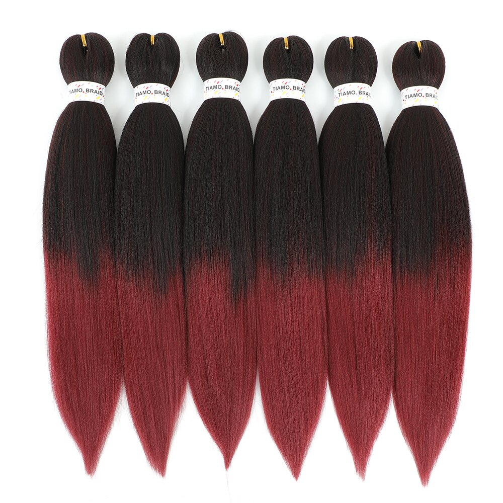 Ombre Pre Stretched Braiding Hair Ez Braid Hair Low Temperature Fiber Synthetic Crochet Braiding Hair Extensions: 2 / 6Pcs/Lot