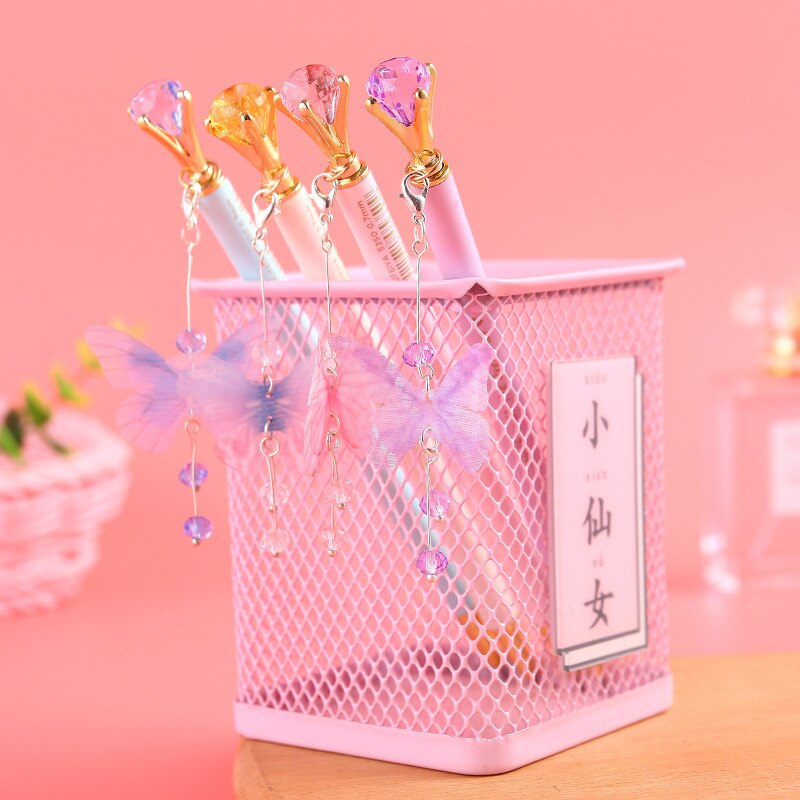 Schmetterling Diamant Metall Mechanische Bleistift Nette Anhänger Automatische Stift Mit Kristalle Kawaii Büro Schüler Lieferungen
