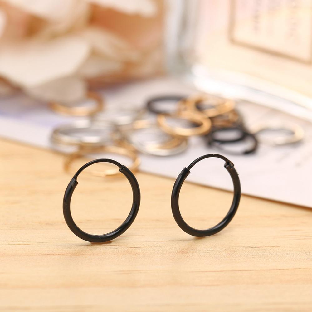 1cm 1,5 cm Ohrringe Hoop Gold Silber Farbe Runde Kleine Ohr Ringe für Frauen Metall Ohr Manschette Einfache Stil frauen Clip Huggie Ohrringe