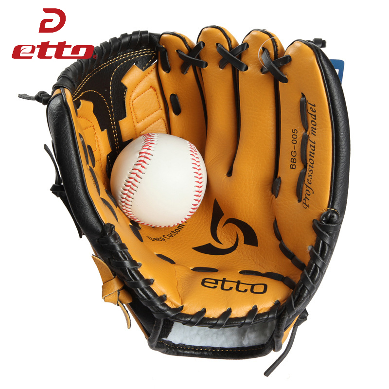 Etto Men Baseball Glove Right Hand Male Beisbol Training Glove Kids For Match Softball HOB002Y