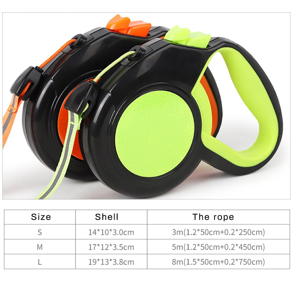 3/5/8 Meter Reflective Auto Retractable Dog Leash Portable Pet Puppy Traction Rope Walking Lead Leashes
