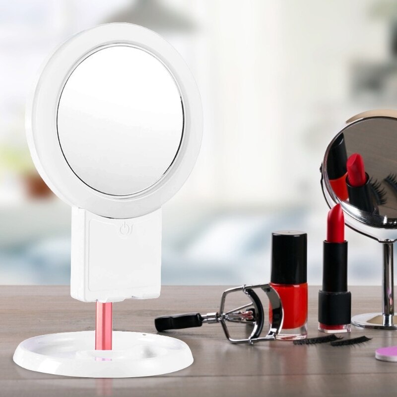 Led Light Makeup Mirror Storage LED Face Mirror Adjustable Touch Dimmer USB Led Vanity Mirror Table Desk Cosmetic Mirror