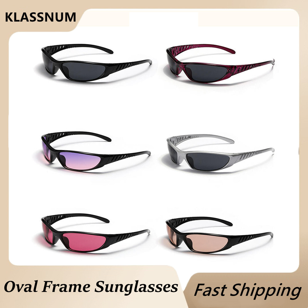 Gafas de montura Ovalada para hombre y mujer, lentes multicolores góticos para deportes de ciclismo al aire libre, UV400, Retro, Y2K, Punk, Hip Hop, novedad de 2023