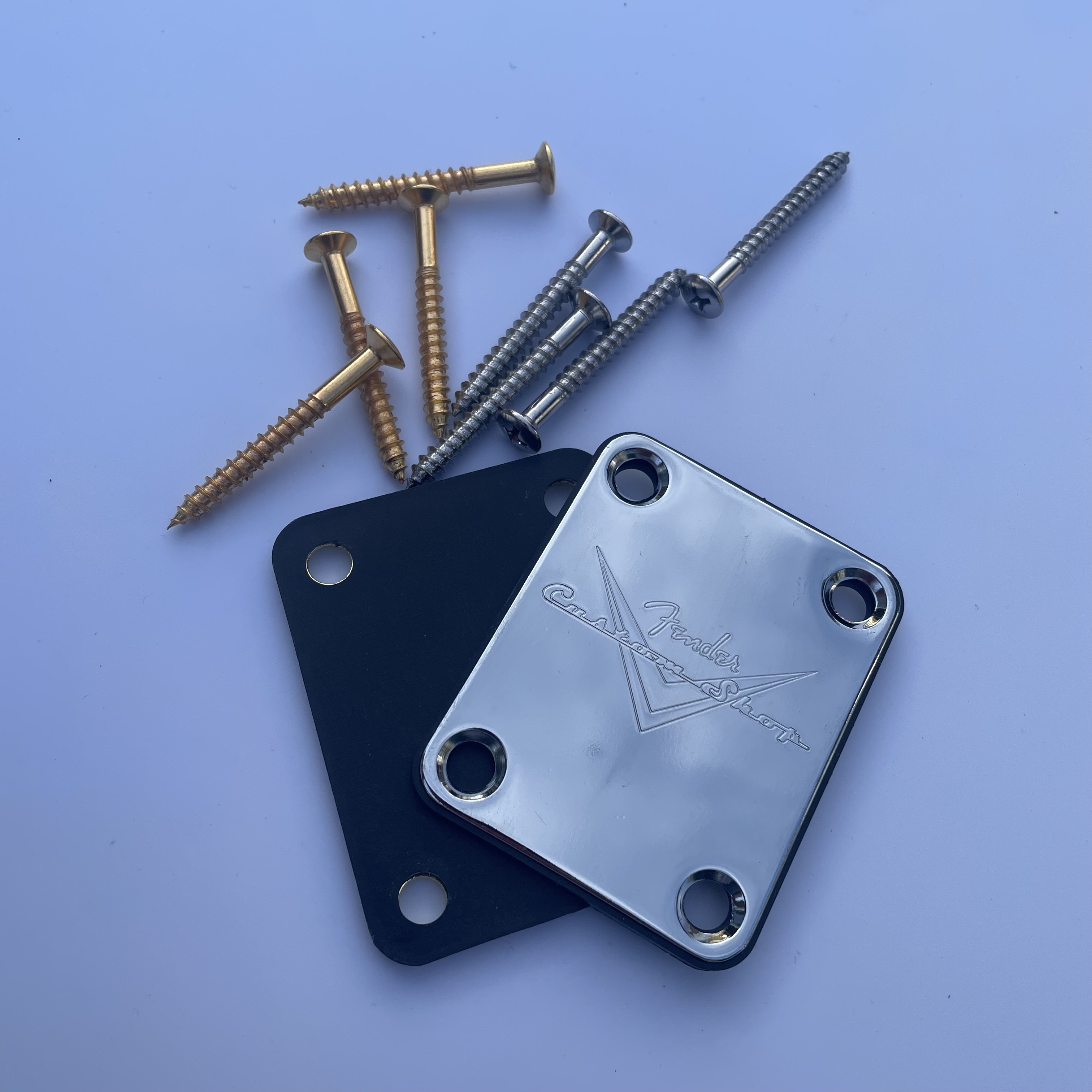 For fender custom shop skruer halstilkoblingsplate gull og krom elektrisk gitar hardware: Hvit