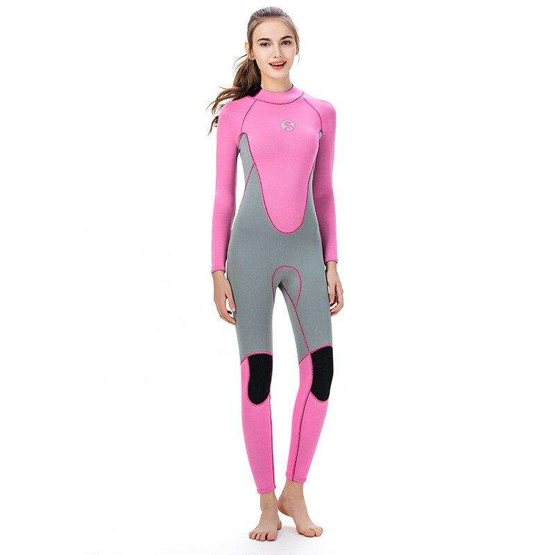 Neopreno de cuerpo entero de neopreno de 3mm para mujer, bloque de Color trasero con cremallera, traje húmedo para surfear, deportes acuáticos, buceo, esnórquel