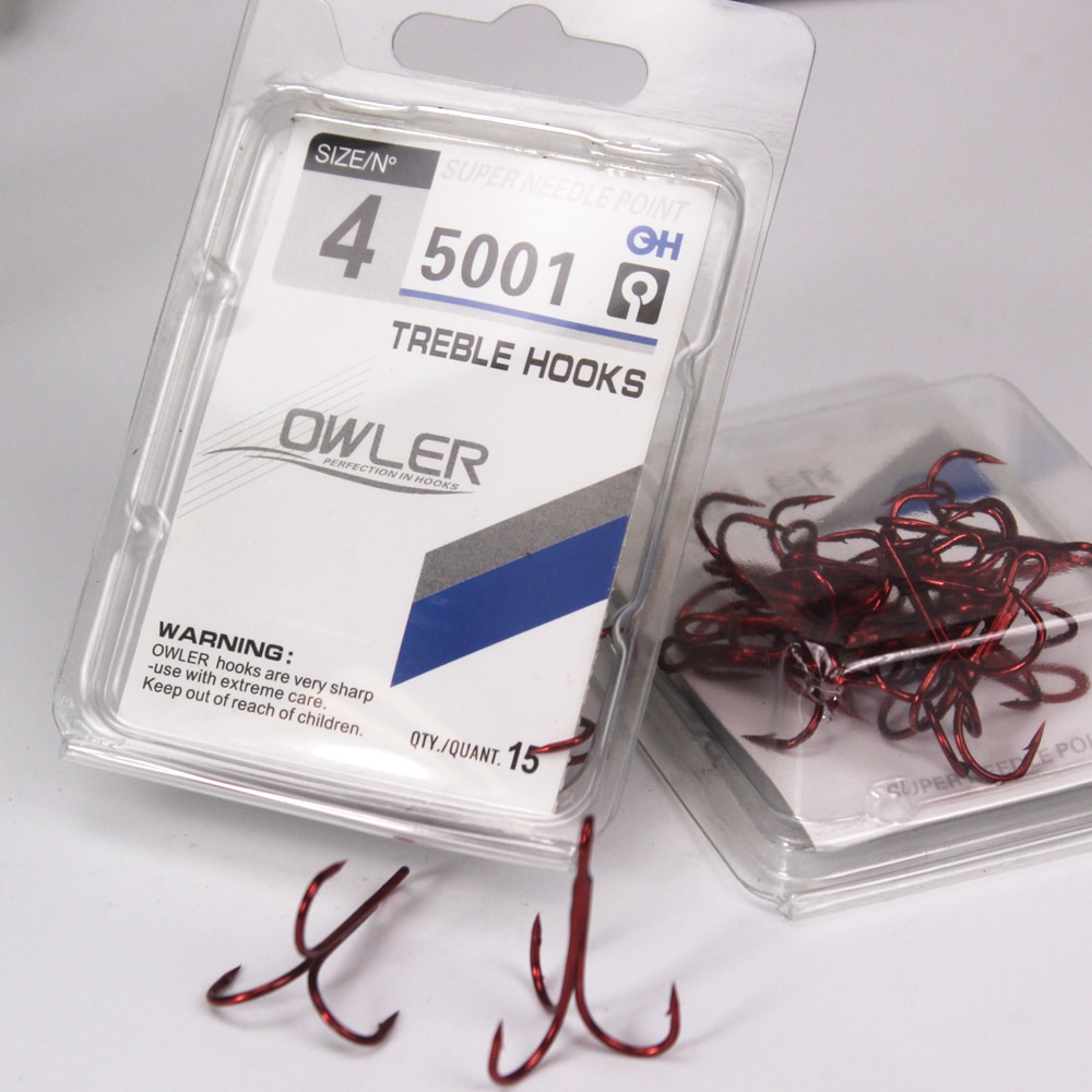 Owler – Triple hameçon de pêche rouge, cercle de mer, Tee, accessoires d&#39;équipement, Jig Head, hameçon japonais Tre, 5001