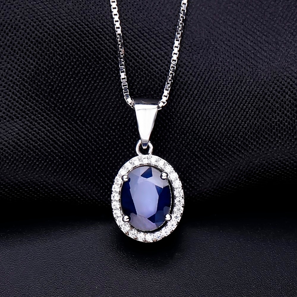 Gem 'S Ballet Natuurlijke Natuurlijke Blauwe Saffier Real 925 Sterling Zilveren Hanger Ketting Voor Vrouwen Ketting Kostuum Sieraden