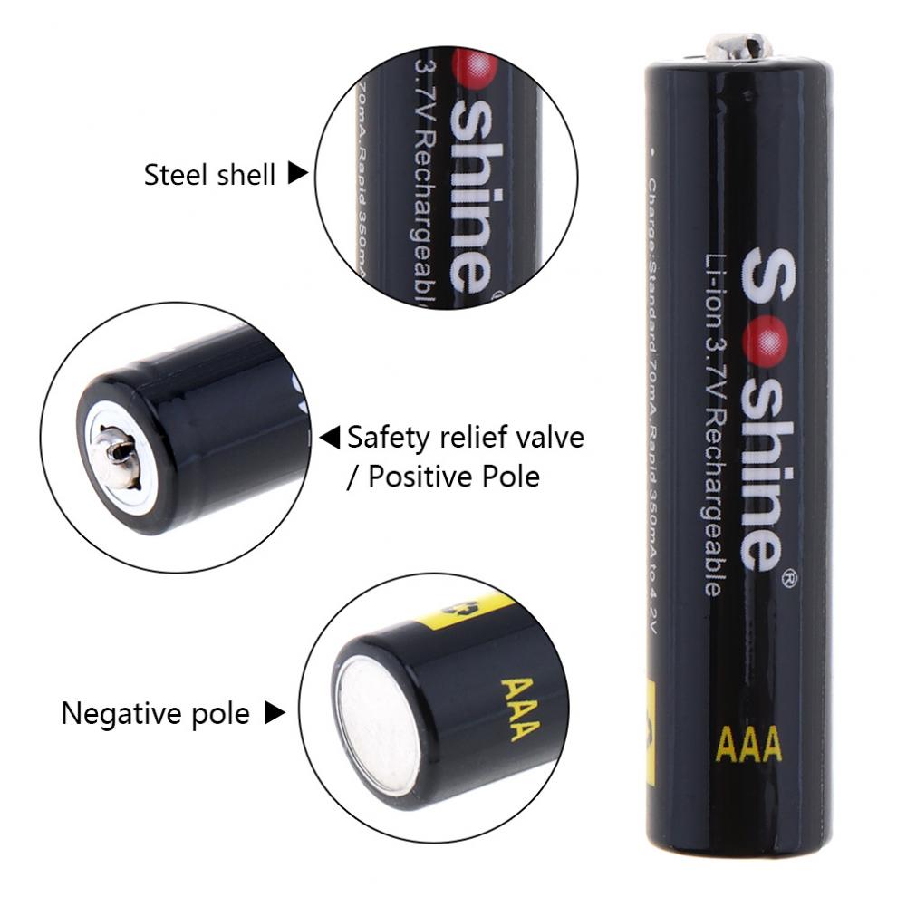 4 Stuks Soshine 3.7V 350 Mah Hoge Capaciteit 10440 Li-Ion Oplaadbare Batterij Aaa Batterij Voor Led Zaklampen Koplampen