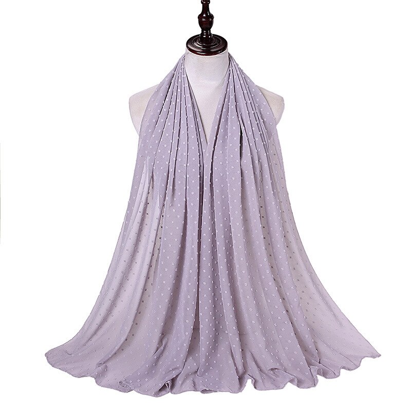 Foulard en mousseline de soie 72x175CM, couleur Pure, malaisie, indonésie, perles, couvre-tête: 11