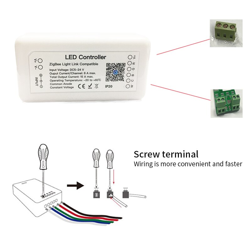 Tuya zigbee controller RGBCCT smart light with high power controller Voice control Smartphone APP control Wide Compatibility