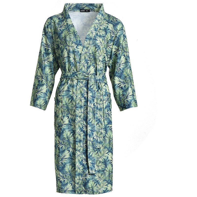 Plus size kimono badjas katoenen wafel badjassen heren nachtkleding heren nachthemden homewear pyjama lange mouw print badjas peignoir homme